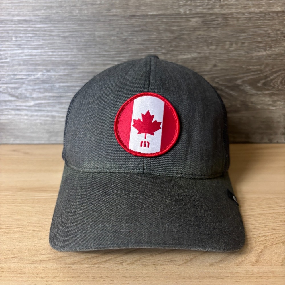 Travis Mathew Hat Cap Snapback Gray Canada Logo Golf Golfing Casual Adjustable